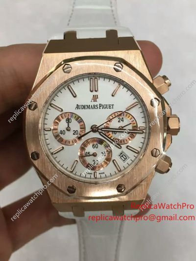 Japan Knockoff Audemars Piguet Royal Oak Chronograph White Leather Watch